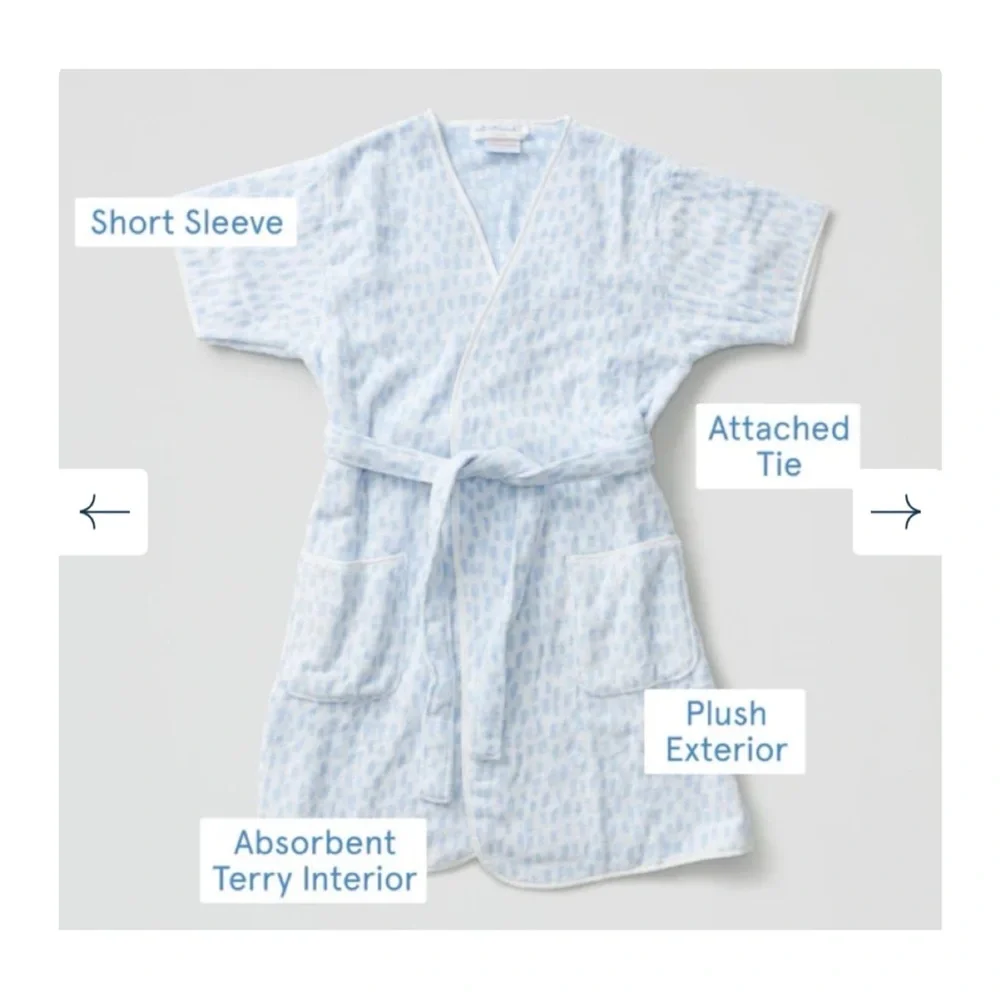 Weezie Short Plush Robe - M Blue Millie - Picture 3 of 11